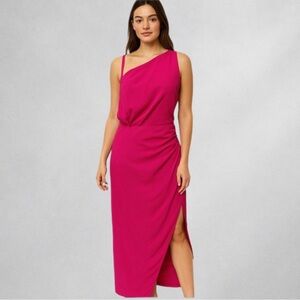 ASOS Maxi Cocktail One Shoulder Draped Dress Size 8 Pink